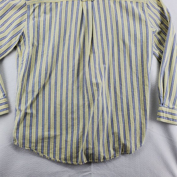 Chaps Shirt Men's Long Sleeve Flannel Button Up Striped Yellow Large - Picture 10 of 12